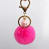 Wholesale Hot Sell Faux Rabbit Fur Bag Charm Keychain Fur Pompom Ball With Acrylic Smell Face Keychain For Bag