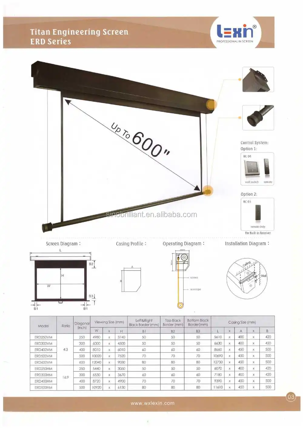 500" 169 Titan Engineering Electric Projector Screen/ Big Size