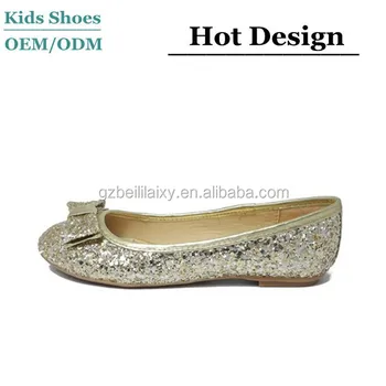 girls gold flat shoes