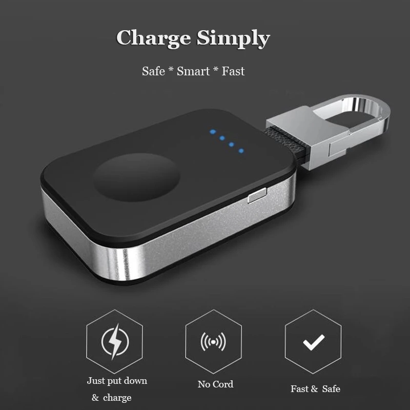 QI Wireless Charger Power Bank for Watch 1 2 3 4 Portable Mini External Battery Pack KeyChain for Apple Watch Wireless Charger - ANKUX.COM
