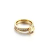 Fashion Accessories Jewellery Stainless Steel Vacuum Gold Plated Crystal Ring For Women