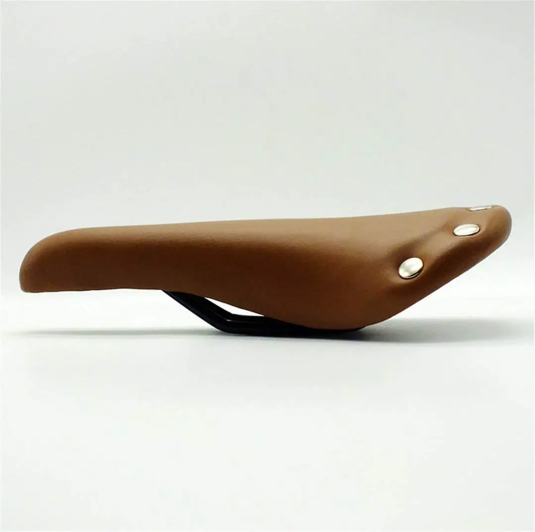 Mountainy Bicycle Saddle Seat Riveted Leather Fixed Gear Bike Saddle Brown Accessories Retro