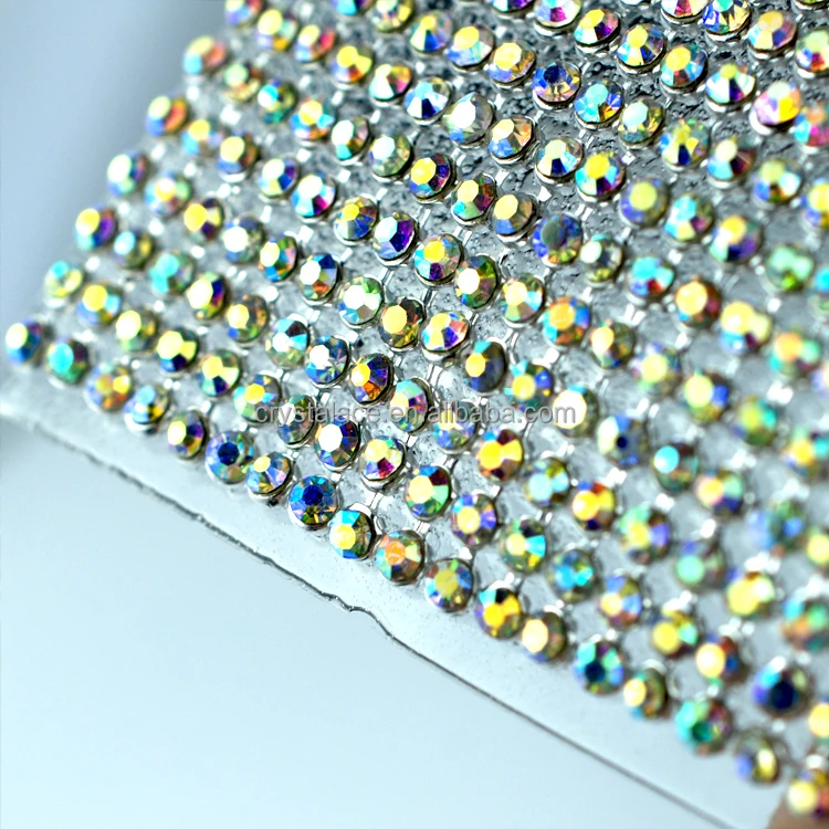 120cmX45 cm gold aluminimun mesh crystal AB hotfix rhinestone mesh