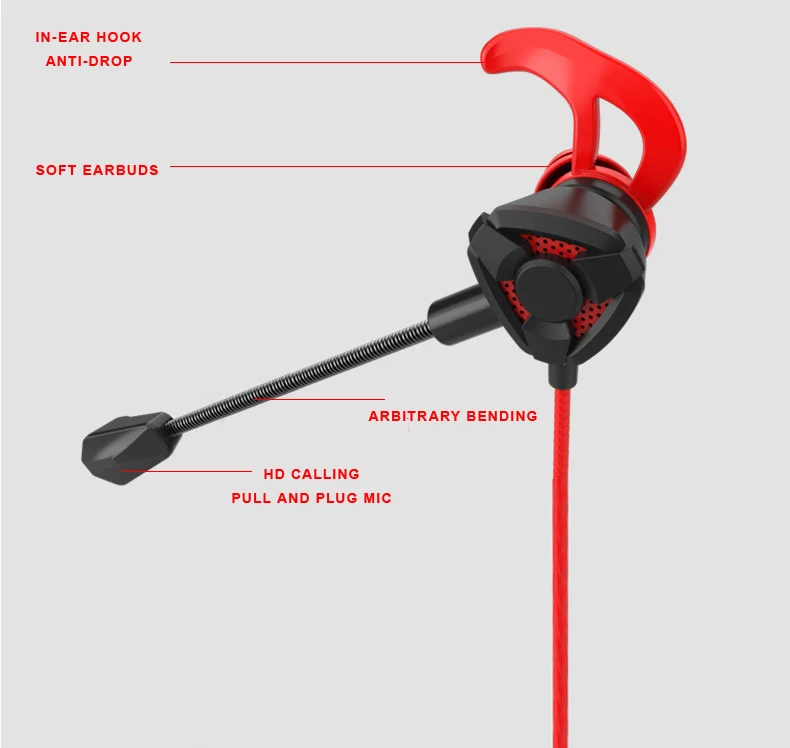 Gaming Earbuds,Headphones With Adjustable Mic Wired Inear Headphones E