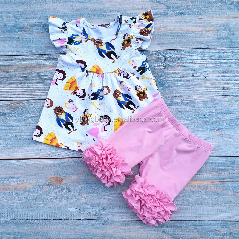 Little Girl Model Top 100 Girls Ruffle Pants Set Baby Fancy Printed