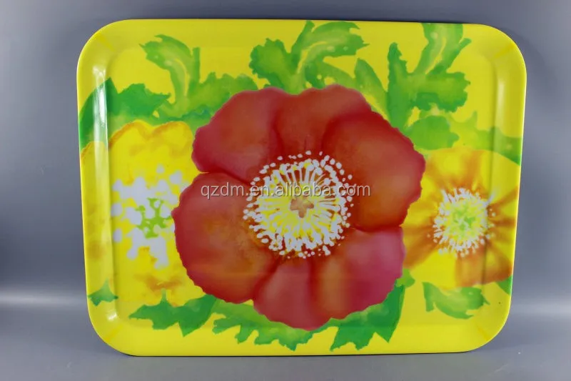 Flower Design Melamine Tray Square Tray Rectangle Tray Fruit Tray Decoration Tray