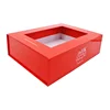 magnetic paper flat folding gift cardboard hat storage box with clear pvc window