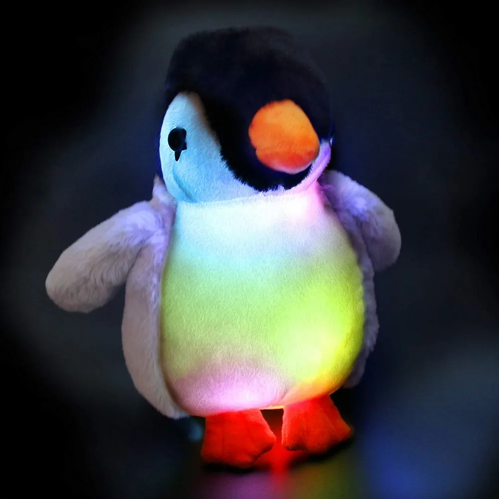 Adorable Glow Penguin Stuffed Animal Gray Led Soft Penguin Plush Toy