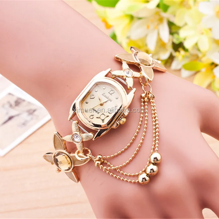Pretty Fashion Bracelet Watch Gold Bead Chain Tassels Watches Buy Tassels Watches,Gold Watch