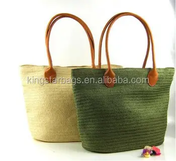 straw tote with leather handles