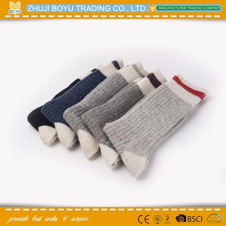 By18127f Unisex Socks Custom Made Grey Wool Socks With Red Stripe Work