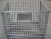 Hot zinc stackable collapsible folding storage metal steel wire mesh pallet cage with wooden pallet