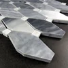 Long octagon grey marble mosaic tiles mixed with white marble dots