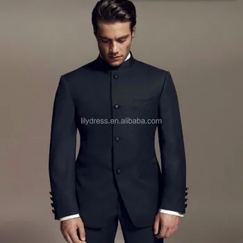 Latest Designs Style Groom Suits Standing Collar Tuxedos Black Latest Designs Style Groom Suits Standing Collar Tuxedos Black Mandarin Men Wedding Dinner