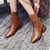 or10748h Autumn winter top quality women leather work boots lace up plus size boot