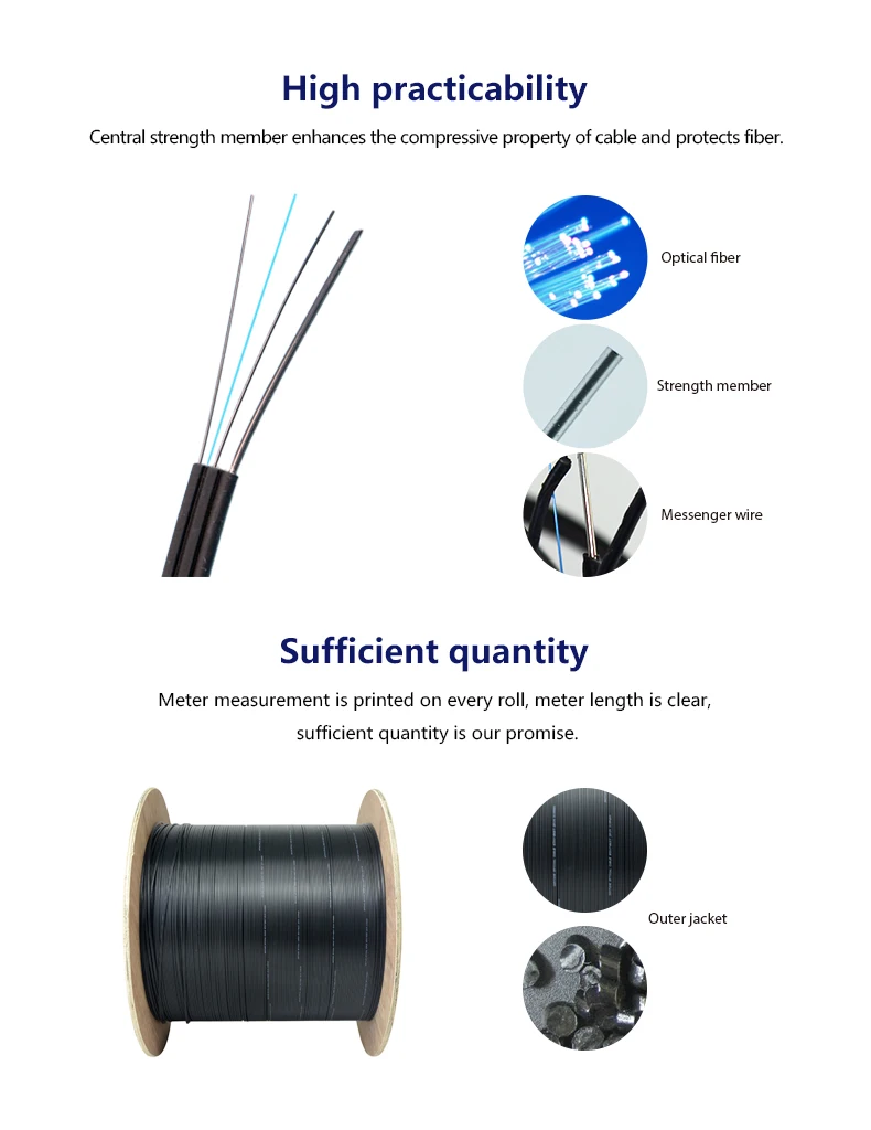 2 core FTTH flat drop fiber optic cable G657A1 2 hilos