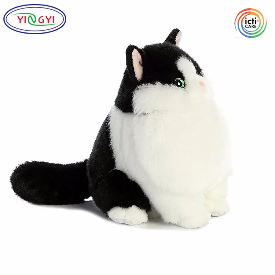 fat black cat plush