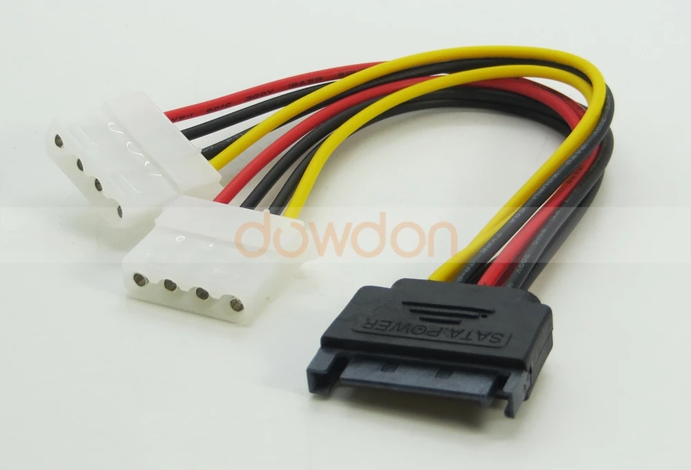 High Quality 15 Pin Sata Male To 2 Ide Splitter Female Power Cable ...