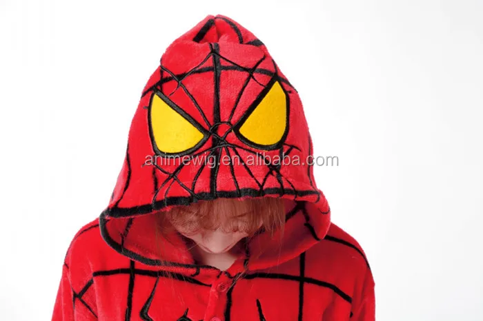 Wholesale Kartoon Sleepwear Flannel Unisex Adult Spider-Man Animal Onesie Cosplay Halloween Costume Pajamas Costume
