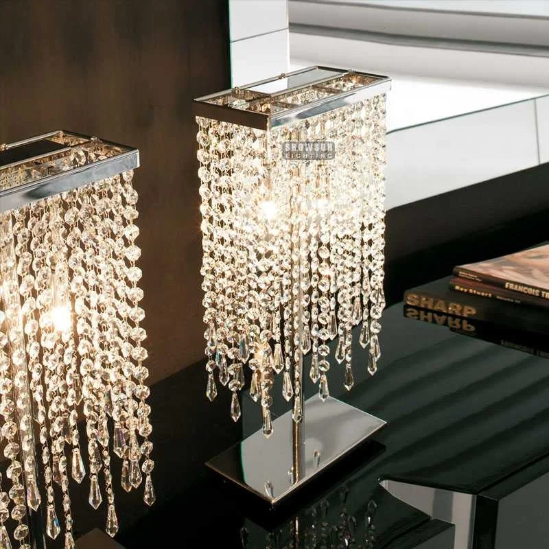 Hot sale modern bedroom crystal beaded table lamp