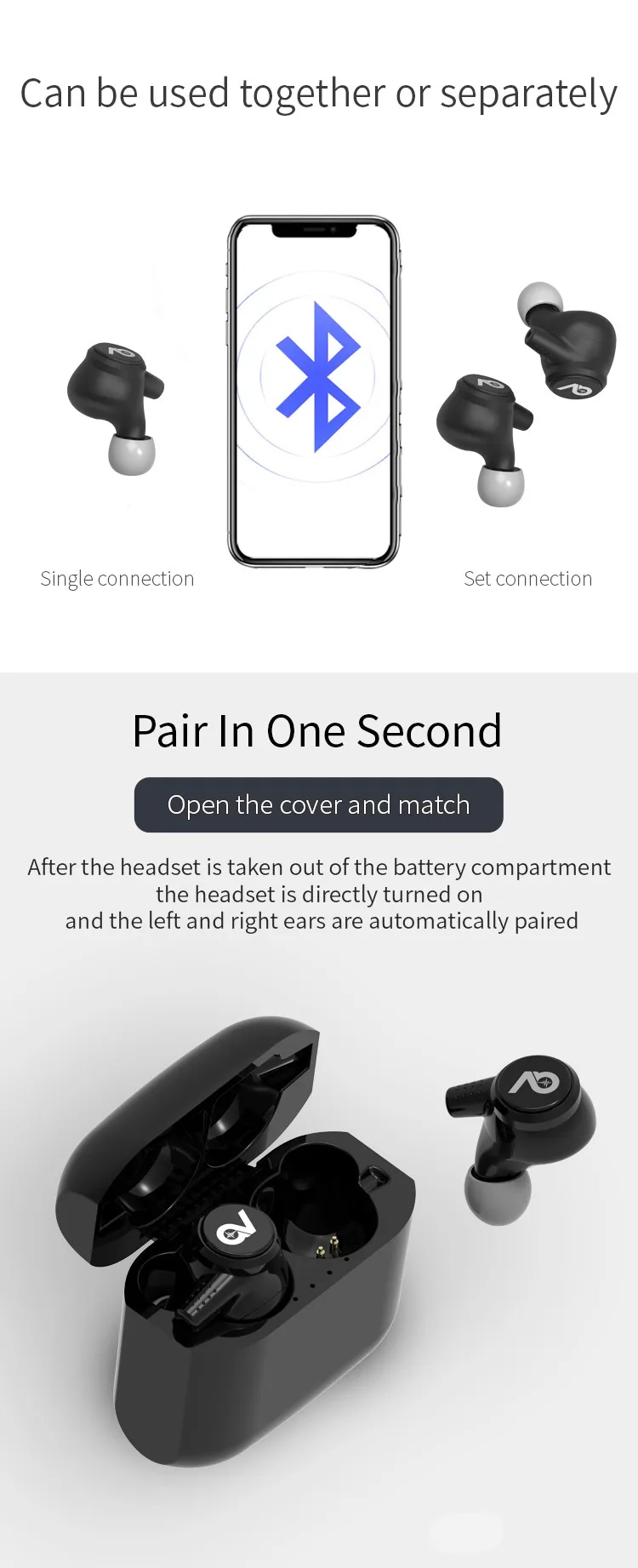 5.0 Bluetooth Stereo TWS Case Earbuds APP Earphones - ANKUX.COM