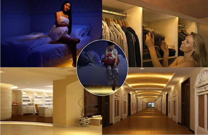 Motion Activated Bed Light Rechargeable USB LED Strip Night Light
