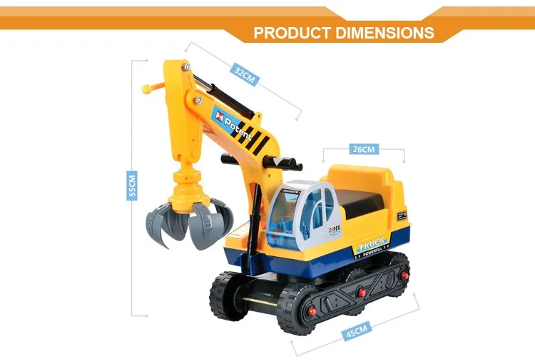 Pretend Play Construction Truck Toy Excavator Digger Scooter Pulling ...