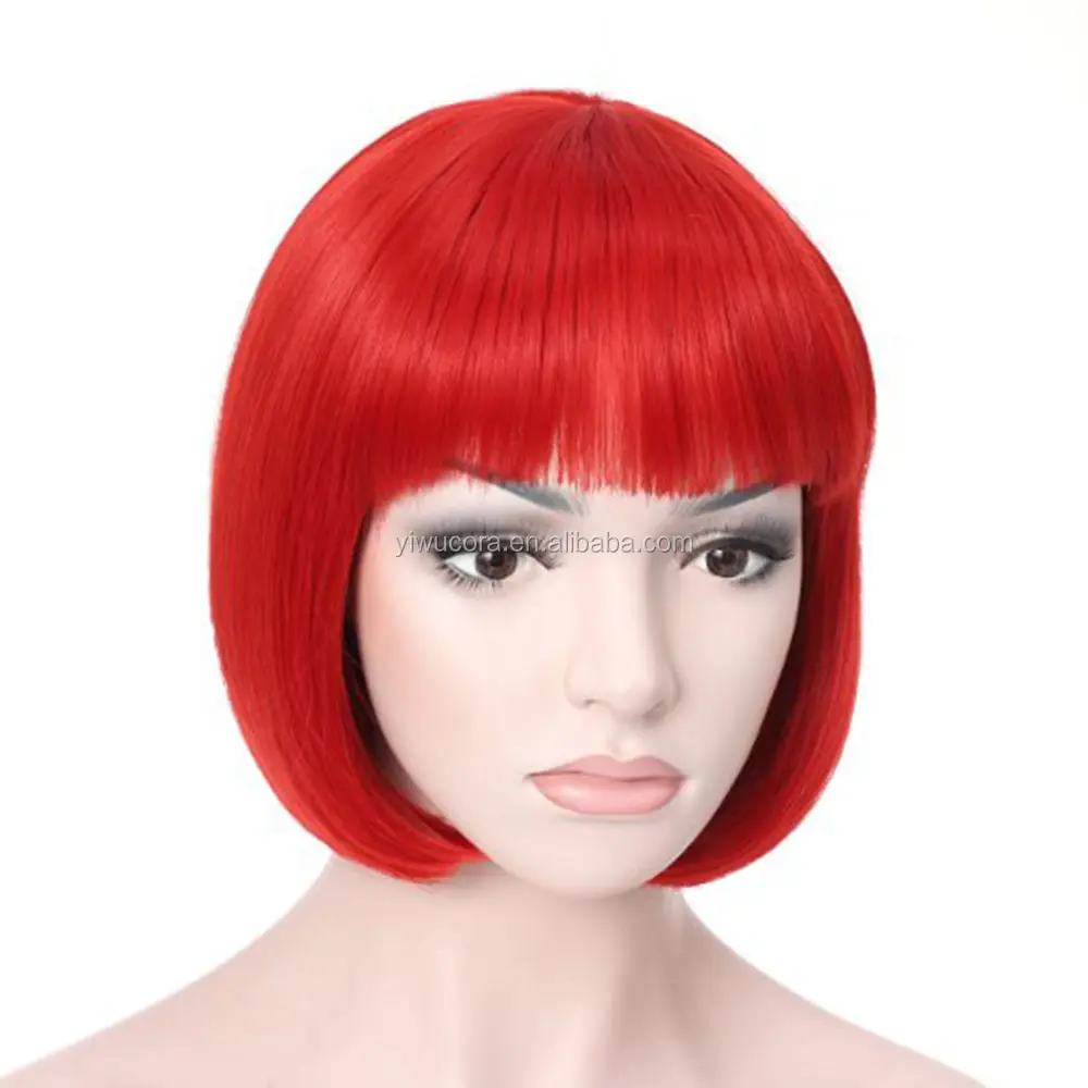 Red New Synthetic Ladies Womens Wigs Fancy Dress Bob Style Full