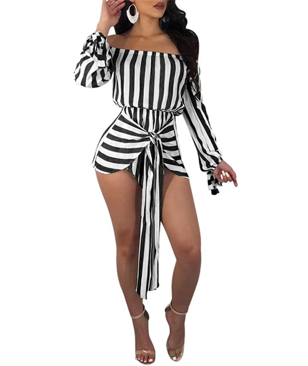 omniscient Women 2 Pieces Mesh Off Shoulder Crop Tops Short Pants Sheer See Through Jumpsuit