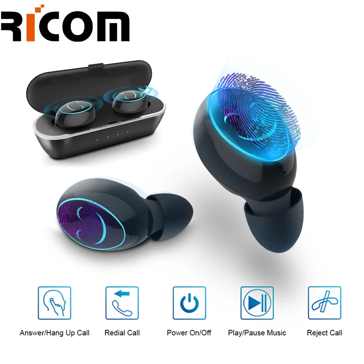 I12 Wireless Touch Screen Headphone Siri Voice Control,Tws Touch