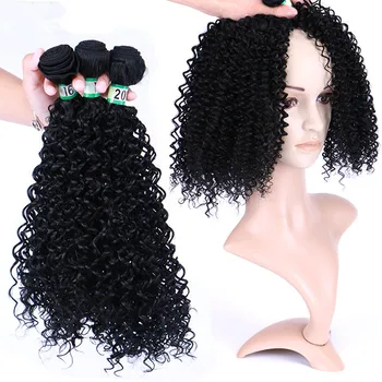 Cheap Black Afro Kinky Curly Synthetic Hair Weave View Synthetic