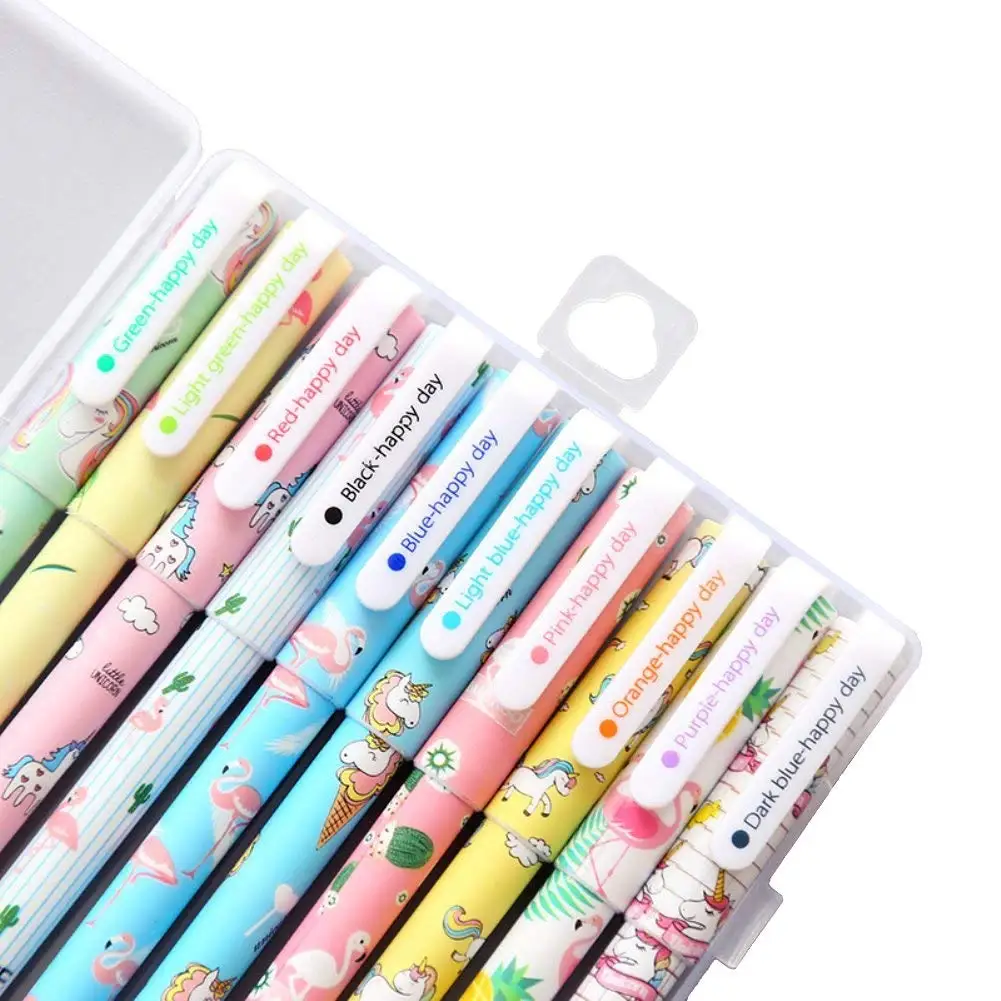 Unicorn Flamingo Gel Pens Set (10 Pack),Best Unicorn Gifts For Girls,Fine Point (0.5 mm), 10 Ink Color