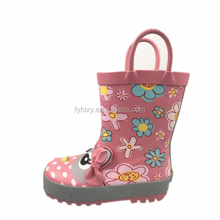 Chicken Printed Rubber For Child Rain Boot With Ear Lovely Animal Rain