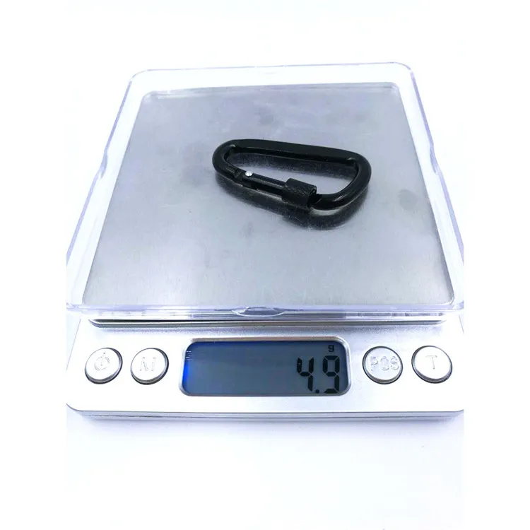 D Shape Flat Black Aluminum 6061 Snap Hook With Screw Keychain Carabiner