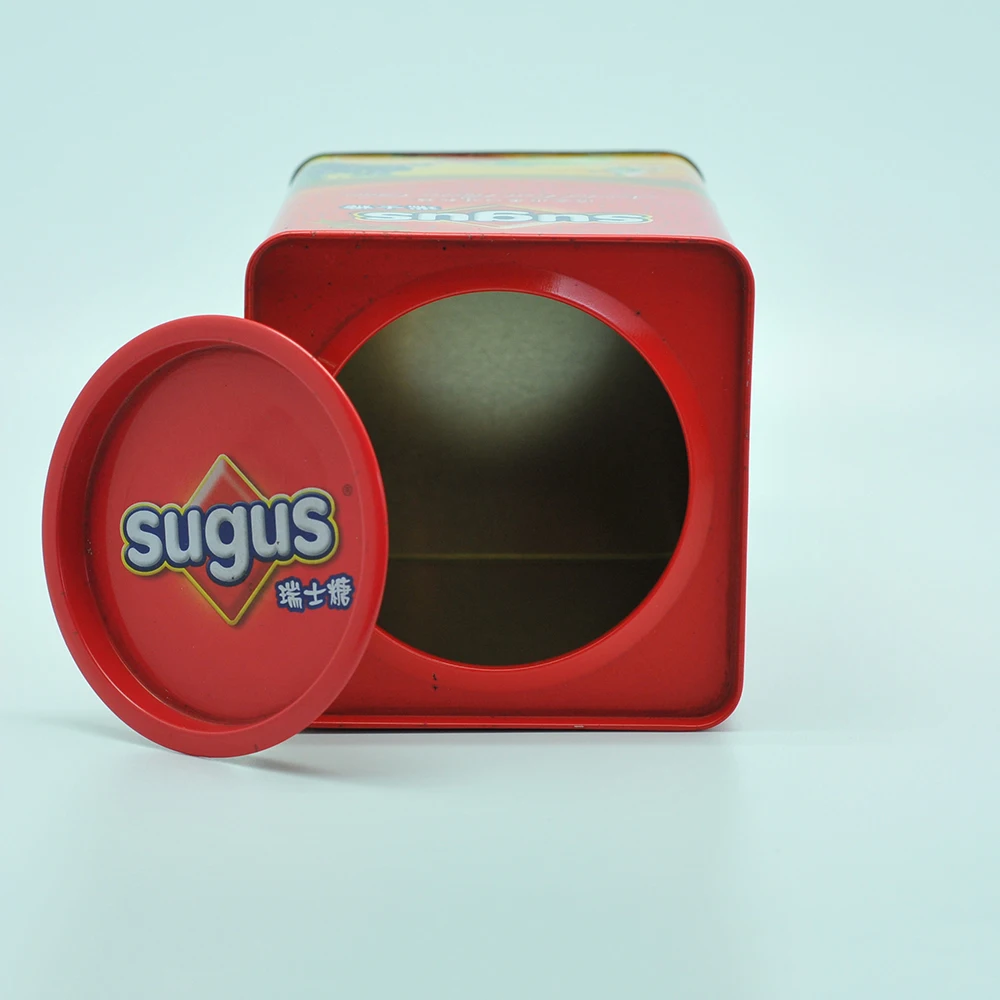 Square Printing Stash Can Tin With Small Round Lid Buy Stash Can