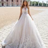 Ivory Wedding Dress Bridal Gown Lace Appliques Ball Gown Dresses Backless Wedding Gowns 2018