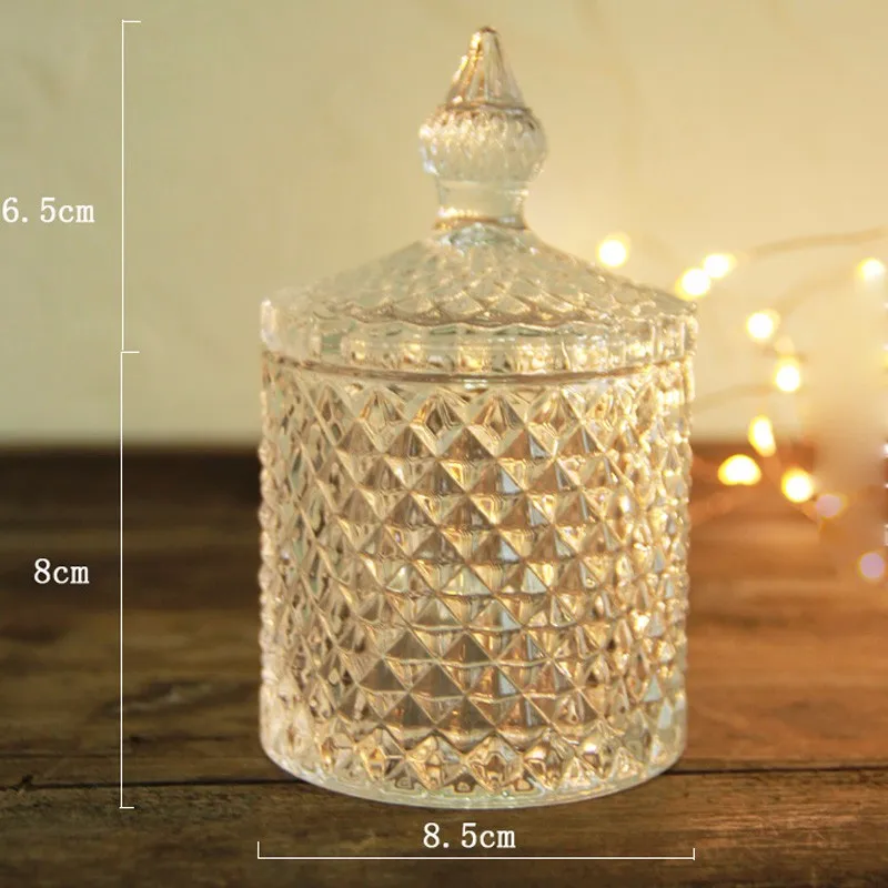 Foreign Trade Export Crystal Glass Relief Candle Jar With Glass Cover ...