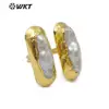 WT-R332 Classic unique Each one is different two Pearls Jewelry in Gold plated Adjustable Natural Freshwater Pearl Rings