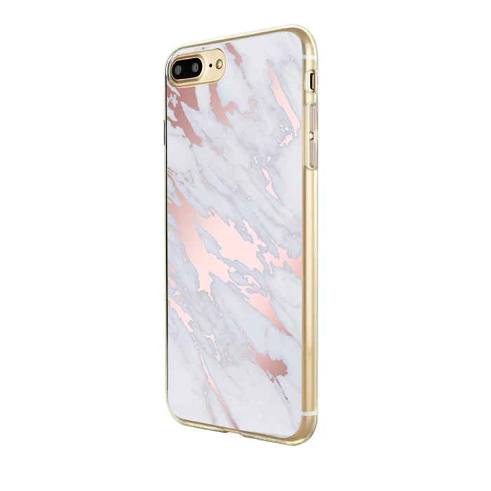 New 2018 soft TPU IMD rose gold silk screen marble mobile phone case for iphone 8 case