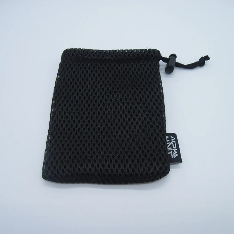 Small Black Drawstring Bag Mesh Bag With Woven Label Polyester ...