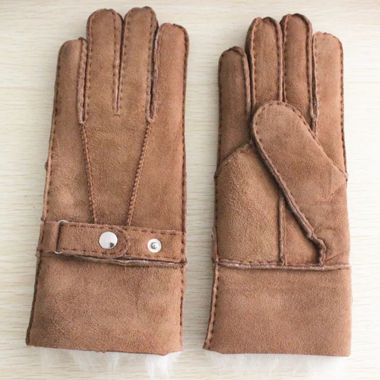 Hand made double face ladies sheepskin gloves mitten