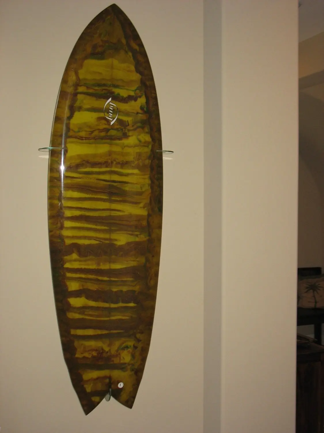 Surfboard Wall Racks - Vertical Wall Display, Clear Acrylic, for Swallow/Fish tail boards