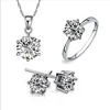 New trendy crystal pendant necklace with earring ring sets for women