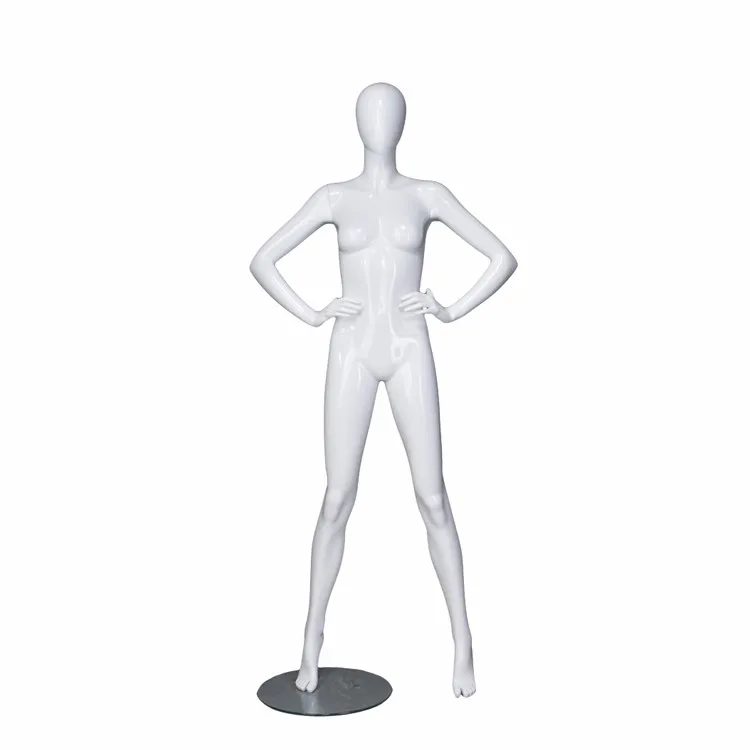 Western Fashion Dummy Fiberglass Abstract Glossy White Female Full Body