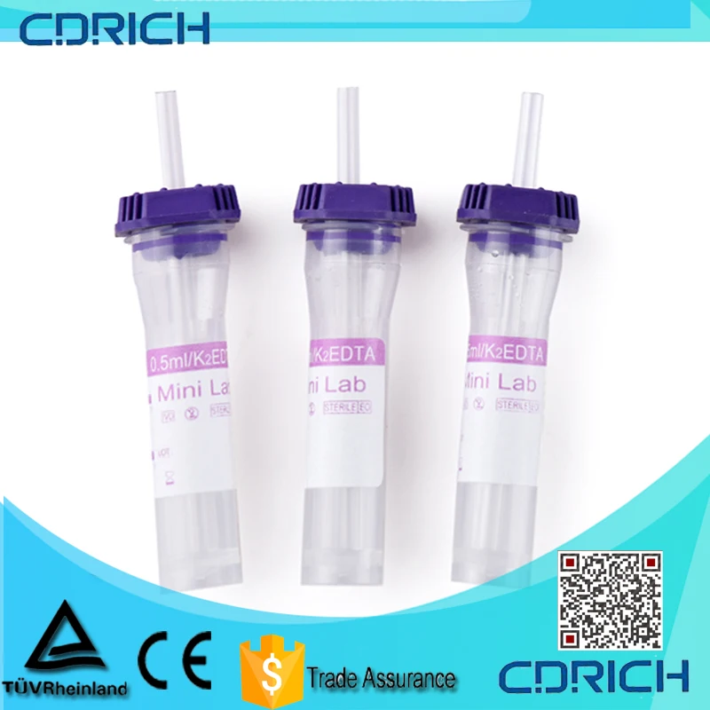 Edta Capillary 0.25ml 0.5ml Micro Blood Collection Test Tube - Buy Lab ...