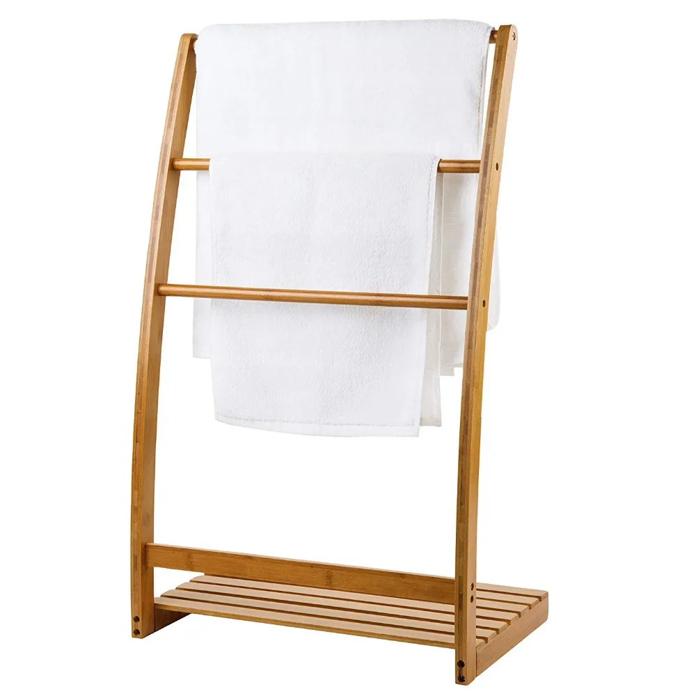 33-inch Freestanding Bamboo 3-bar Towel Rack With Shelf - Buy Bamboo ...