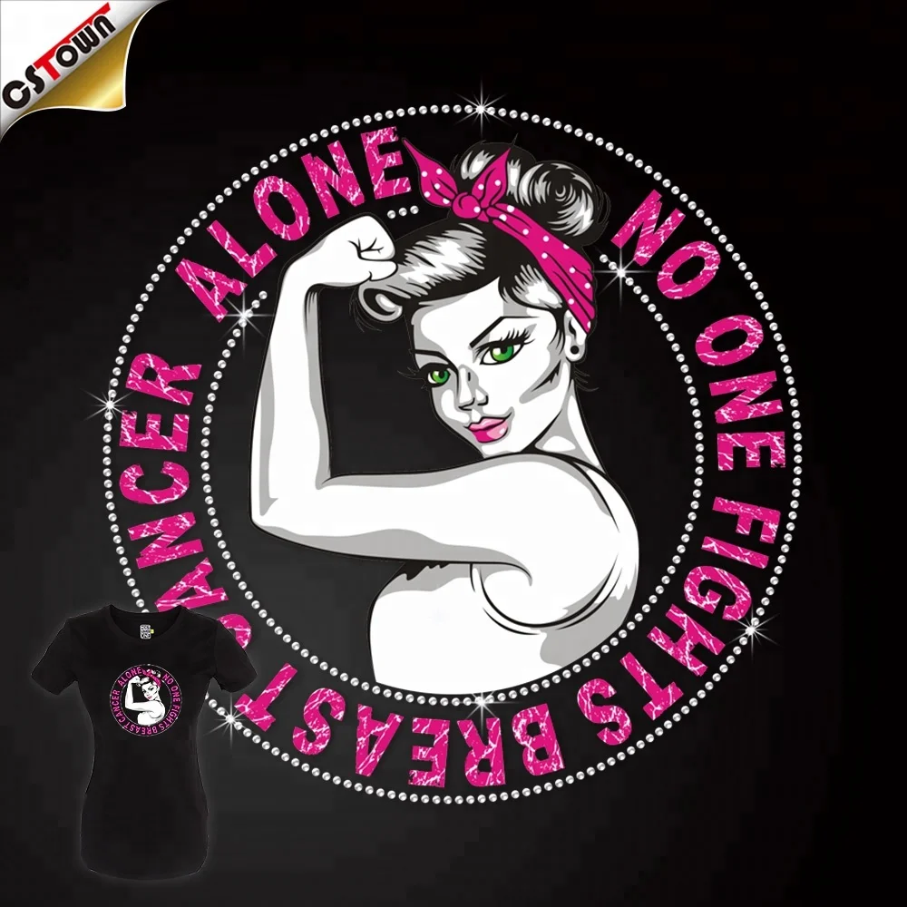 wholesale-hot-fix-iron-on-vinyl-no-one-fights-breast-cancer-alone