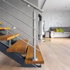 Customized easy installing single beam stairs wood steps