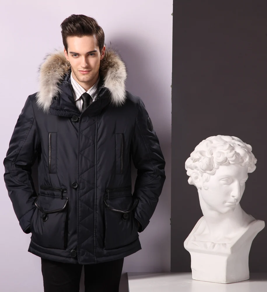 goose down coat with fur hood