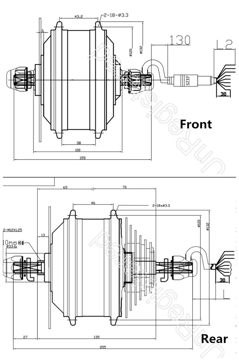 250w,350w  rear motor drawing